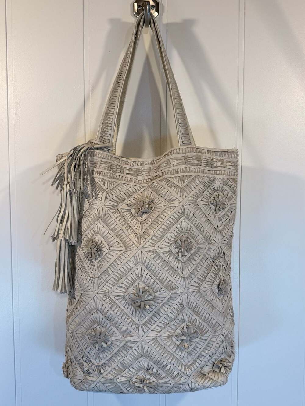 Anthro x ibBan Leather & Cow Hair Fur Large Tote Bag